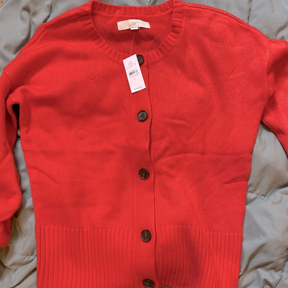 LOFT sweater, cute brown buttons